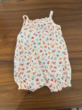 Carters White Floral Cotton Baby Romper NWOT